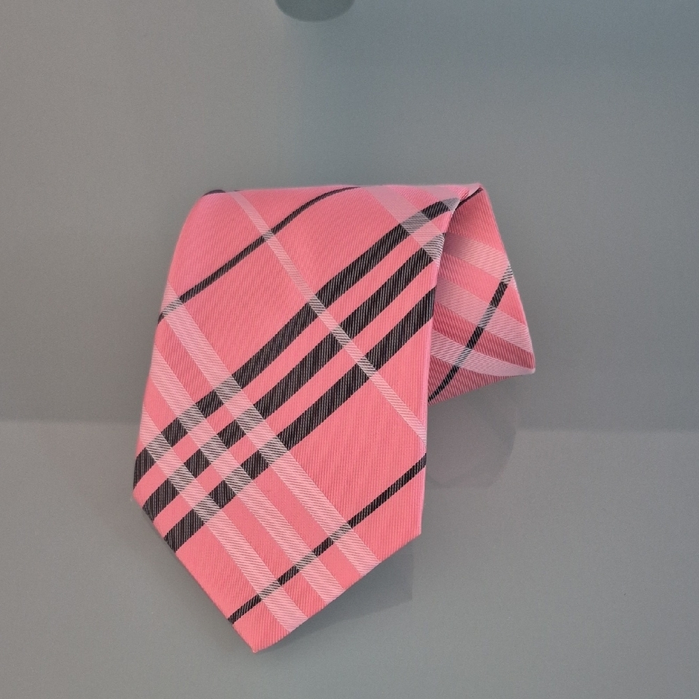 Burberry Pink and Black Plaid Tie